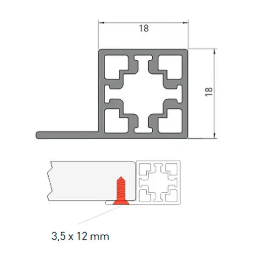 Каркасная система CADRO профиль с бортиком для прикручивания панели 16мм изнутри, 3м, черный, cadro