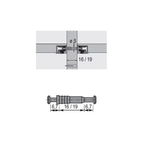 Эксцентрики, стяжки дюбель двойной hettich du 712, для плиты 16мм