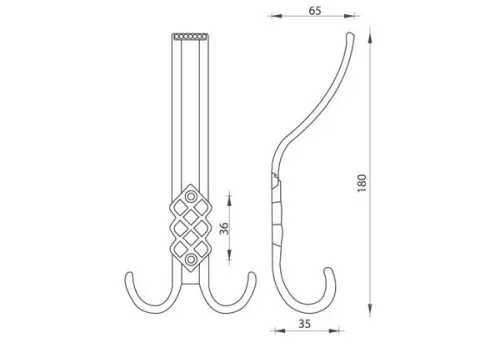 Крючки крючок 3х рожковый, античная бронза