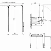 Пантографы пантограф для шкафа (лифт мебельный) vibo 750-1150 мм, серый