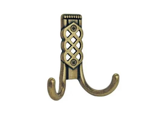 Крючки крючок 2х рожковый, античная бронза